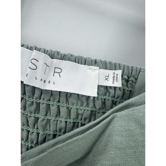 ASTR Label Pleated Bodice Bubble Sleeve Midi Dress Smocked Sage XL NWT - Picture 9 of 10